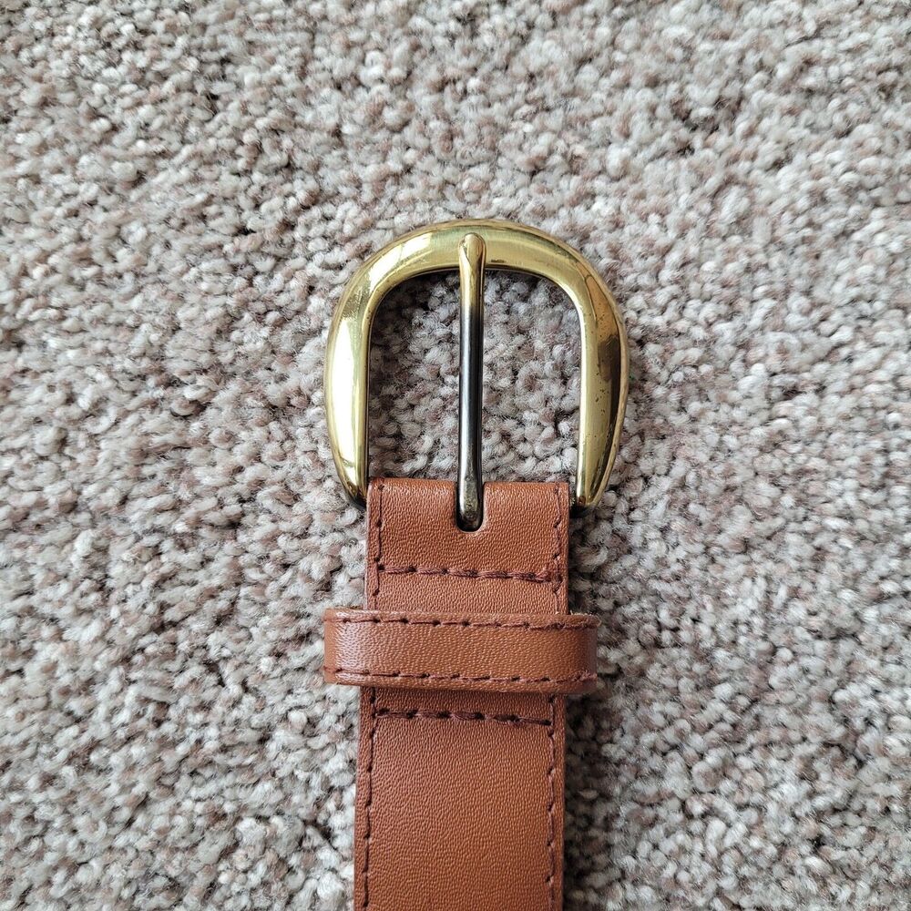 Liz Clairborne Sz Medium Brown Adjustable Belt Brass Buckle Thailand Style 28107 - Picture 6 of 10